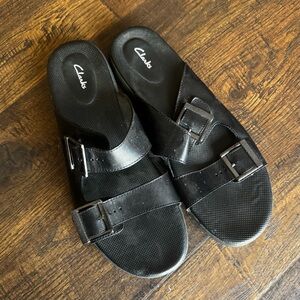 Clarks Men's Black Slip-on Sandals Size 10
